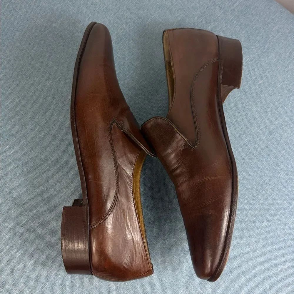 Tiger Made in Italy Brown Leather Slip-On Loafers Men’s Size 10 D Dress Shoes - Picture 5 of 11